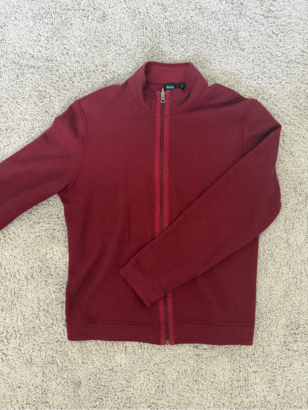 Hugo Boss Men's Zip-Up Sweater in Wine Red